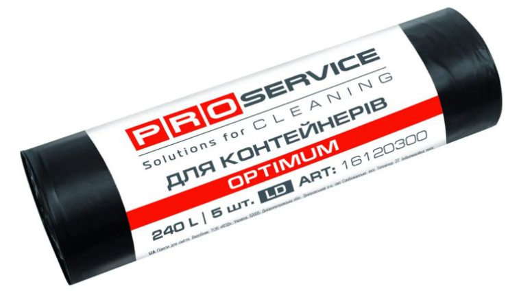 Пакет для смiття п/е 90*125 чорний LD 240л/5 шт OPTIMUM